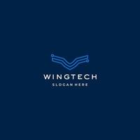 wing tech logotyp ikon designmall vektor