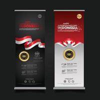 feier zum indonesischen unabhängigkeitstag, roll-up-banner-set-design-vektor-vorlage-illustration vektor