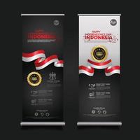 feier zum indonesischen unabhängigkeitstag, roll-up-banner-set-design-vektor-vorlage-illustration vektor