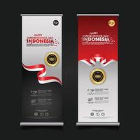 indonesien självständighetsdagen firande, rulla upp banner set design vektor mall illustration