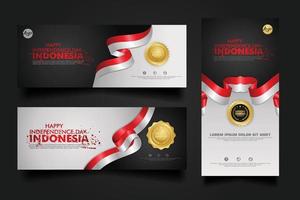 indonesien unabhängigkeitstag feier, banner set design vector template illustration