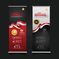 feier zum indonesischen unabhängigkeitstag, roll-up-banner-set-design-vektor-vorlage-illustration vektor