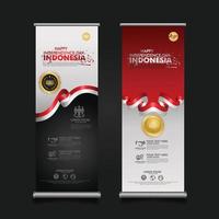 indonesien självständighetsdagen firande, rulla upp banner set design vektor mall illustration