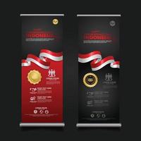 feier zum indonesischen unabhängigkeitstag, roll-up-banner-set-design-vektor-vorlage-illustration vektor