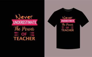 underskatta aldrig kraften hos lärare, t-shirtdesign vektor