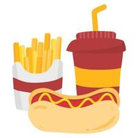 fast-food-sammlung mit verschiedenen produkten und getränken vektor