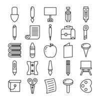 brevpapper och kontorsmaterial ikoner set linjedesign vektor
