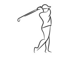 handritad golfspelare linje illustration vektor