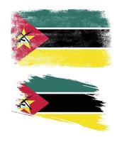 moçambique flagga med grunge textur vektor