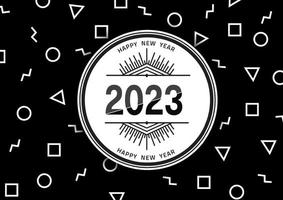 Frohes neues Jahr 2023 geometrische nahtlose Muster in verschiedenen Formen mit schwarzem Hintergrund vektor