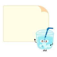 süßer lustiger glas wassercharakter mit sprechblase. vektor hand gezeichnete karikatur kawaii charakter illustration symbol. isoliert auf weißem Hintergrund. Glas Wasser Charakterkonzept