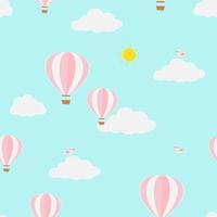 süße vögel und luftballons fliegen in der wolke nahtloses muster für mode, stoff, textilien, kinderprodukte und alle drucke vektor