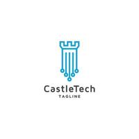 Schloss-Tech-Logo-Design-Konzept. modern - Vektor