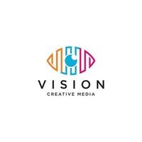 öga vision kreativa media logotyp formgivningsmall platt vektor