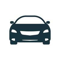 modern form av fordonstransport. svart bil siluett ikon på vit bakgrund glyf piktogram. klassisk bilskylt. bil symbol framifrån. isolerade vektor illustration.