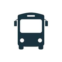 Schwarzes Bus-Silhouette-Symbol. Schulshuttle-Glyphen-Piktogramm. haltestelle für öffentliche fahrzeugtransportsymbole in der stadt. Bus im Vorderansichtsschild. einfaches Design. isolierte Vektorillustration. vektor