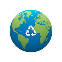 Planetenumweltzeichen retten Konzept der grünen Erde. Grünes Weltsymbol. Eco Global Recycling-Zeichen. Beschütze die Natur. isolierte Vektorillustration. vektor