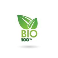Bio-Logo. ein Text-Logo-Bild, das Bio 100 in frischer grüner Farbe sagte. Ökologische Natur-Logo-Vorlage.