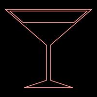 Neon-Martini-Glas rote Farbvektorillustration flaches Stilbild vektor