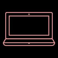 Neon-Laptop das flache Stilbild der roten Farbvektorillustration vektor