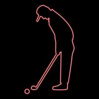 Neon-Golfer rote Farbvektorillustration flaches Stilbild vektor