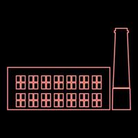 Neon Industriegebäude Fabrik rote Farbvektorillustration flaches Stilbild vektor