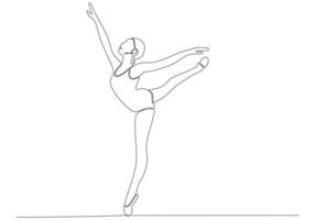 kontinuerlig linjeteckning. illustration som visar en ballerina i rörelse. konst. balett. vektor illustration