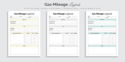 gas körsträcka loggbok planerare journal och tracker utskrivbar inredningsmall vektor