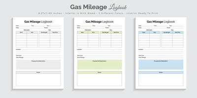 Benzinverbrauch Logbuch Planer Journal und Tracker druckbare Innenarchitekturvorlage vektor