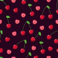 nahtloses Muster von roten Kirschen, Vektorillustration von reifen Beeren, Tapete vektor