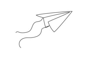 handritad kontinuerlig linje papper flygplan design vektor