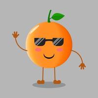 illustration der niedlichen orangenfrucht mit lächelnausdruck vektor