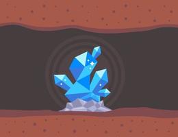 Gewinnung eines blauen Kristalls in einer Mine. wertvolle Ressource. flache vektorillustration.