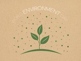 grüner Spross auf dem Hintergrund von Bastelpapier, Pappe. Weltumwelttag. Umweltthema. Vektor-Illustration. vektor