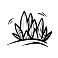 Gekritzelkarikatur einfacher Busch oder Graspflanze Hand gezeichnete Vektorumriss-Symbolillustration vektor