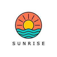Logovorlagen, Symbole, Sonnenuntergangs- oder Sonnenaufgangssymbole. Logo-Design mit dünner Linie vektor