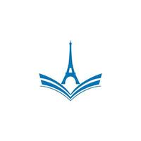 Paris Eiffeltornet utbildning bok modern logotyp symboler vektor illustration design