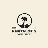 Gentleman Barbershop mit Kreis Logo Design Vektor Icon Illustration Grafik kreative Idee