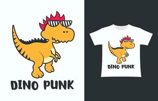 süßes Dino-Punk-T-Shirt-Design vektor