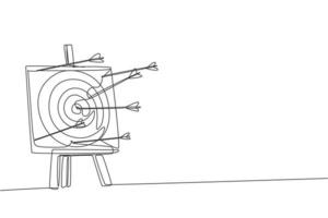 enda kontinuerlig linjeritning av professionell bågskytt sköt bågskyttemål inte alltför exakt. bågskytte sport övning med båge koncept. trendiga en rad rita design vektorillustration grafik vektor