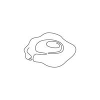 einzelne durchgehende Linienzeichnung eines stilisierten gesunden Ei-Logo-Etiketts mit der Sonnenseite nach oben. Emblem-Food-Restaurant-Konzept. moderne einzeilige Design-Vektorillustration für Cafés, Geschäfte oder Lebensmittellieferdienste