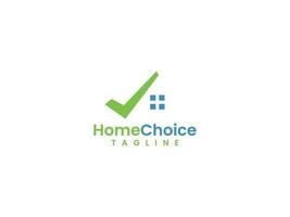 Home-Choice-Logo-Vorlage, Häkchen und Hauskonzept vektor