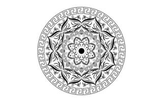 kreisförmige Musterblume von Mandala mit Schwarzweiss, Vektormandalablumenmuster mit weißem Hintergrund vektor