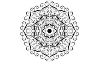 cirkulärt mönster blomma av mandala med svart och vitt, vektor mandala blommönster med vit bakgrund