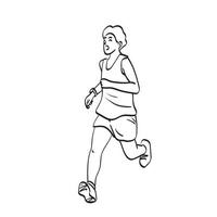 linie kunst männliche läuferillustrationsvektorhand gezeichnet lokalisiert auf weißem hintergrund vektor