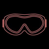 neon skidglasögon röd färg vektor illustration platt stil bild