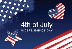Förenta staternas självständighetsdag den 4 juli. usa grunge flagga. vektor
