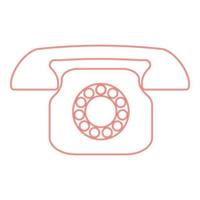 Neon-Retro-Telefon rote Farbvektorillustration flaches Stilbild vektor