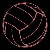 Neon-Volleyball-Ball rote Farbvektorillustration flaches Stilbild vektor