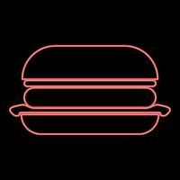 Neon Burger rote Farbe Vektor Illustration Bild flachen Stil